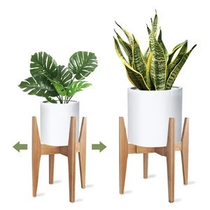 Modern mid century wood indoor bamboo plant stand