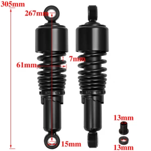 Motorcycle 267mm Rear Suspension Shocks Spring Adjustable Shock Absorbers For  Touring Road King