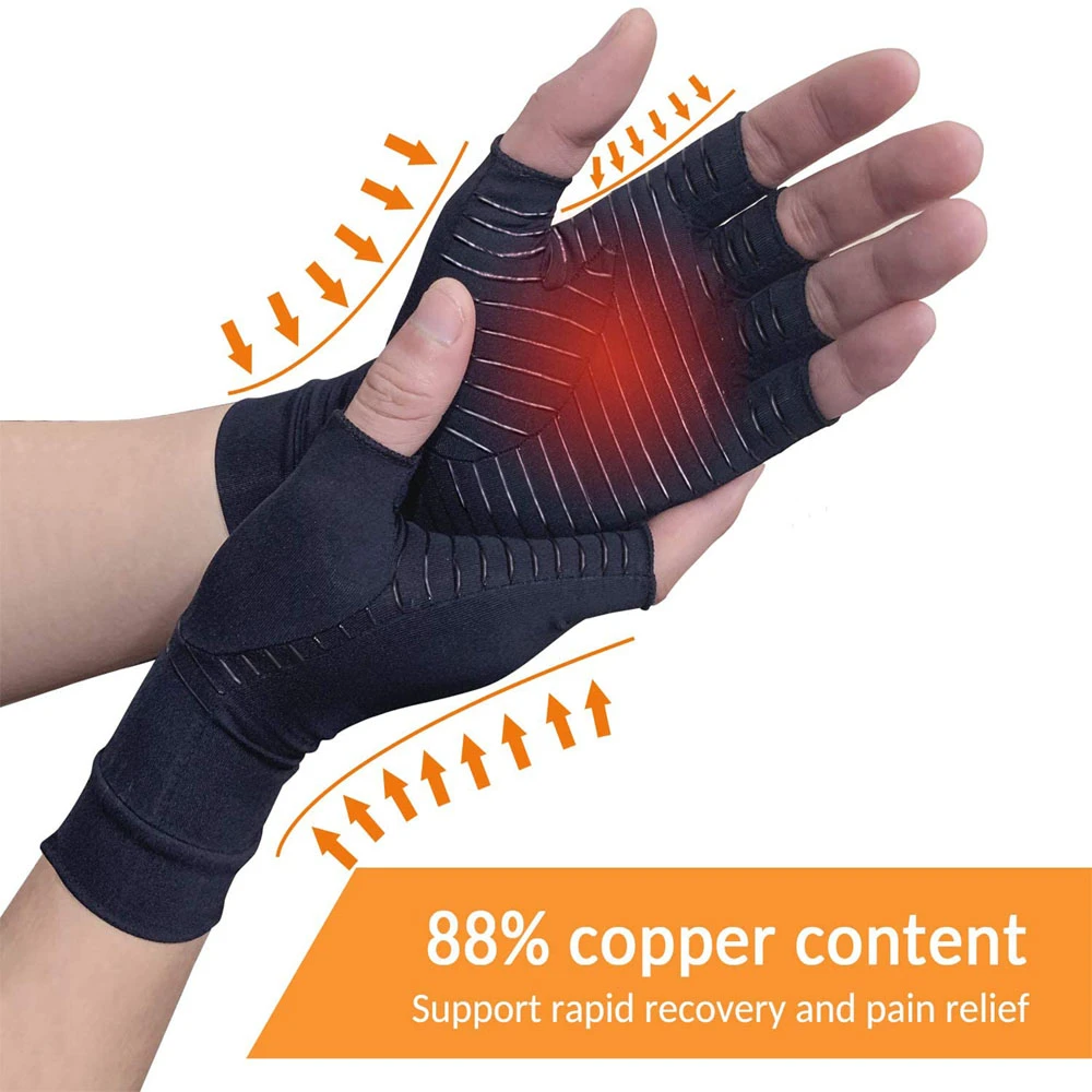 Motorcycle Fingerless Anti Slip Hand Guard Arthritis Therapy Magnetic   Gloves With PVC dots