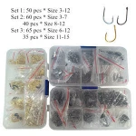 Multiple Sizes Fishing Hooks Fish Hooks Fishhooks Size 3 to 15 ,Pack of 500 High Carbon Steel with Plastic Box