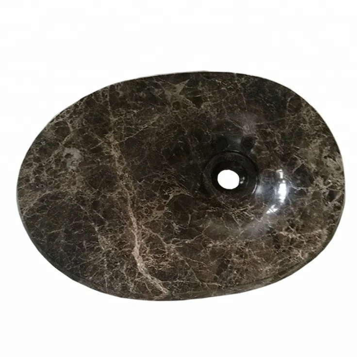 Natural Vanity Black Dark Emperador Marble Wash Basin Sink Stone for Bathroom