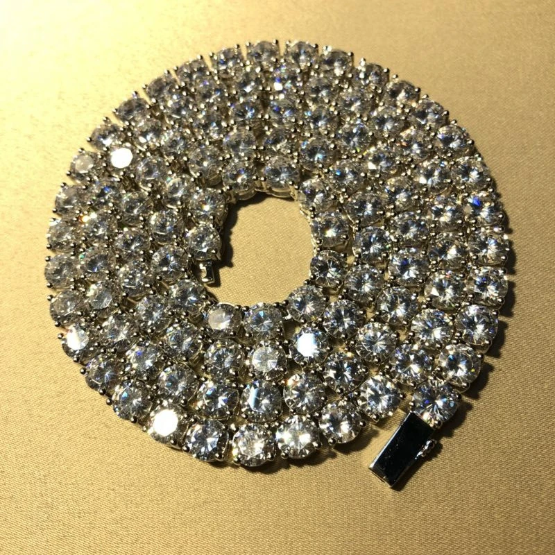 NEW 4mm Diamond Tennis Chain in White Gold VVS CZ Simulate Stones