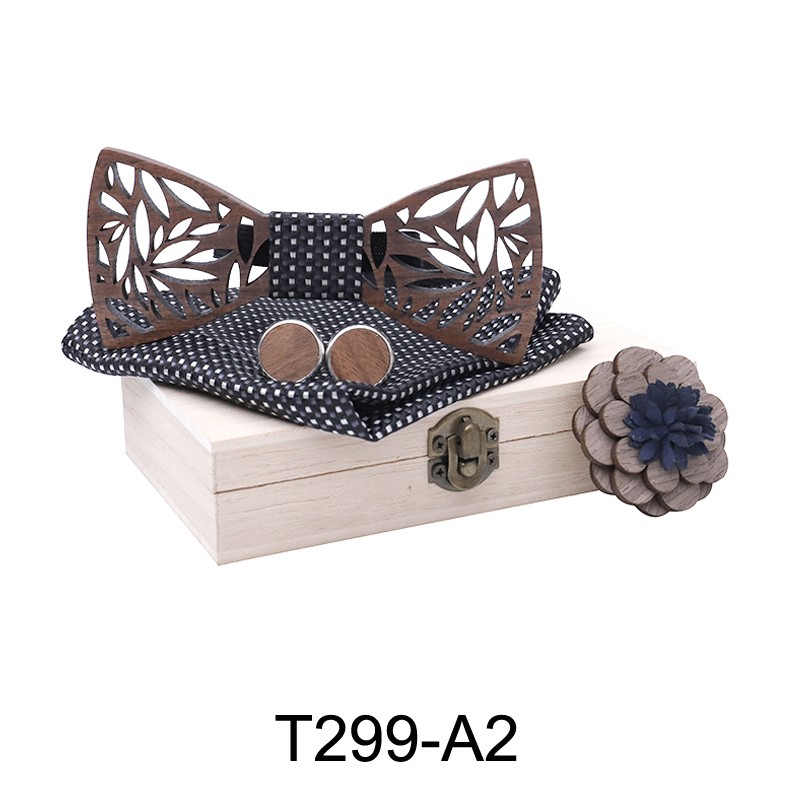 New arrival natural wood promotional gift sets wooden bow ties
