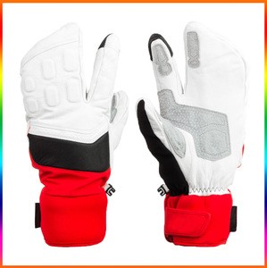 New design ski gloves windproof white leather winter hunting shooting gloves