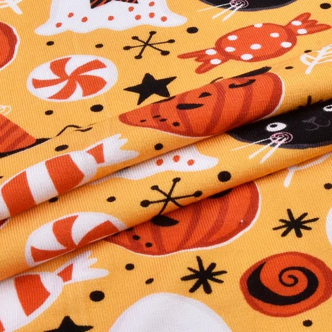 New fashion knit Halloween design custom digital print 100% bamboo fiber jersey fabric wholesale for clothes