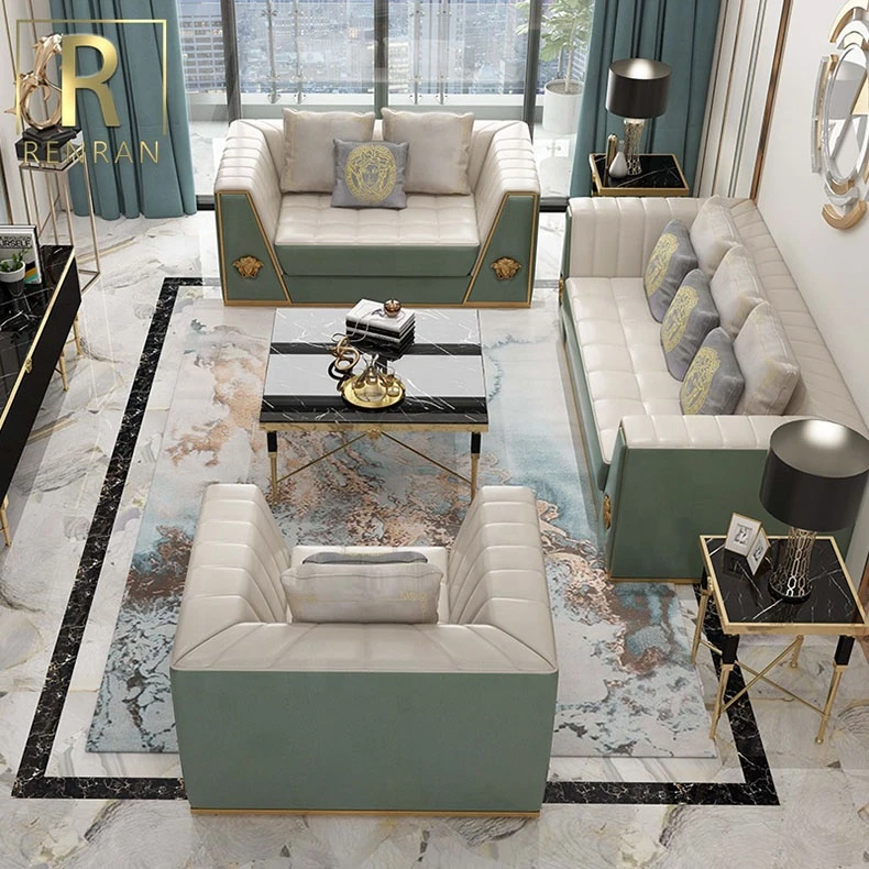 New high-quality luxury leather Italian sofa set home furniture living room sofa