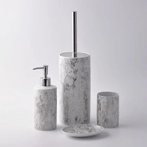New product luxury home decoration marble decal glazed ceramic bathroom accessory set
