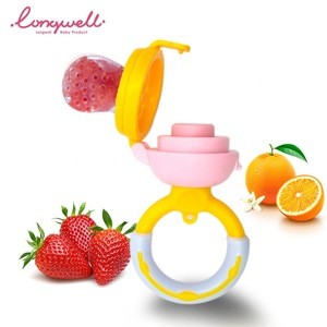 Ningbo Longwell Babies Silicone Teething Ring Infant Toy OEM Factory BPA Free Vegetable Baby Food Pacifier Feeder Fruit Pacifier