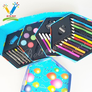 Non Toxic Eco Friendly Art Supplier Hexagonal Shape Color Box Kids Drawing Art Set for Girls Gift Age 5-8