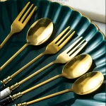 Nordic Marble Ceramic Handle Flatware Stainless Steel Fork Spoon Portable Cutlery  Dinnerware Sets