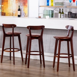Nordic style furniture charm wooden fram high feet  bar chair