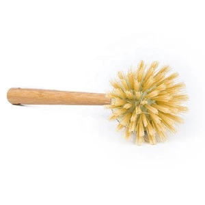 OEM Eco-friendly and popular Scrub Plates Pan Pot Kitchen Cleaning brush Bamboo long handle pot brush
