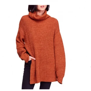 OEM/ODM hot selling oversized casual sueter long sleeve loose fit neck drop shoulder style yarn knitting pullovers lady sweater