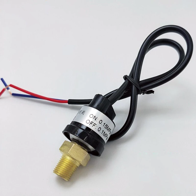 ON/OFF customized 6.35mm barbed external thread diaphragm air pressure switch with extend wires
