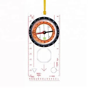 Outdoor Camping Hiking Travel Plastic Ruler Compass With Lanyard