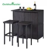 Outdoor Patio Furniture 3 Piece Wicker Bar + Stool Entertain Grill + Pool Side