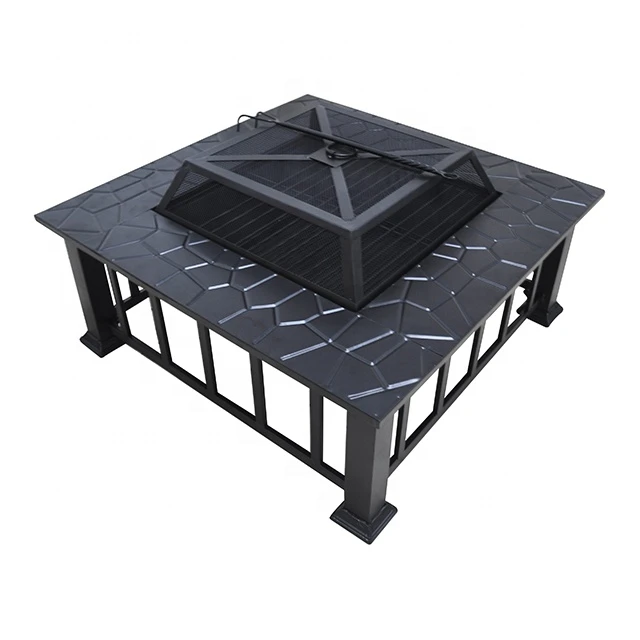 Outside camping outdoor fire pit steel bowl table square fire pit