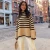 Import Oversized Knitted Pullover Women Long Sleeve Khaki Loose Casual Fashion Striped Turtleneck Sweaters from China