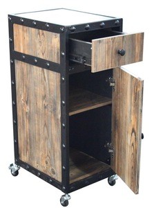 OZ Salon Wood Rolling Drawer Cabinet Trolley Spa black/wood color 3-layer Cabinet Equipment with drawer