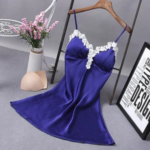 Pajamas Sexy Wedding Cheap Wholesale Custom Women Silk 100% Nightgown For Honeymoon