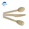 Paper wrapped disposable wooden cutlery spoon fork knife set
