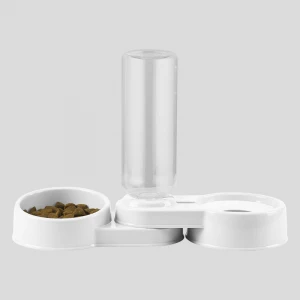 Pet Food Water Bowl Set Small Medium Dog Cat Feeder Bowl &No-Splash Water Dispenser Double Pet Bowls with Automatic Water Bottle