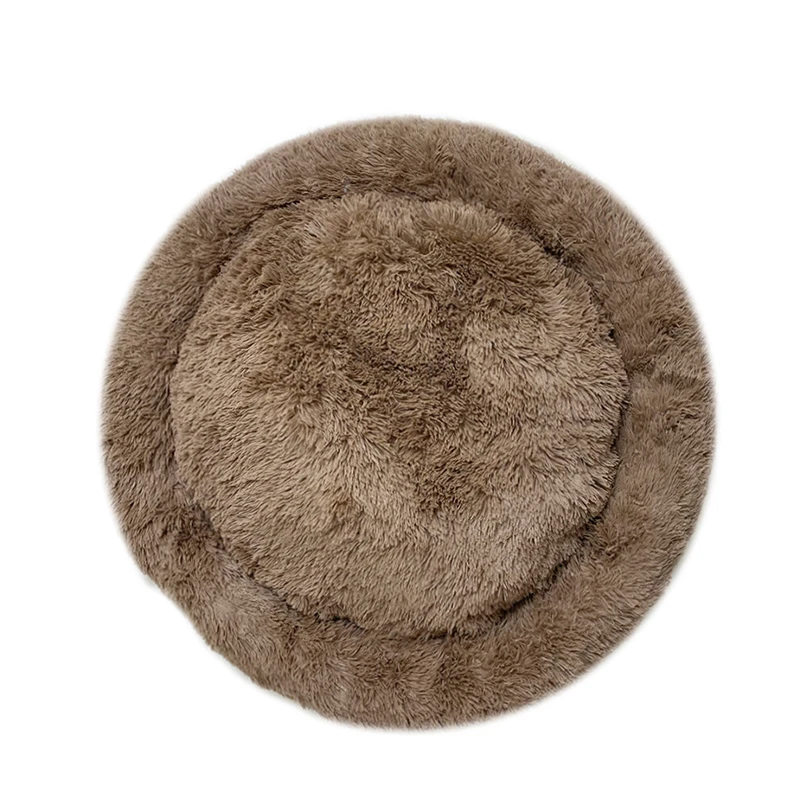 Pet Nest Round Shape Cat Bed Winter Warm Super Soft Long Plush Cat Deep Sleep Bed