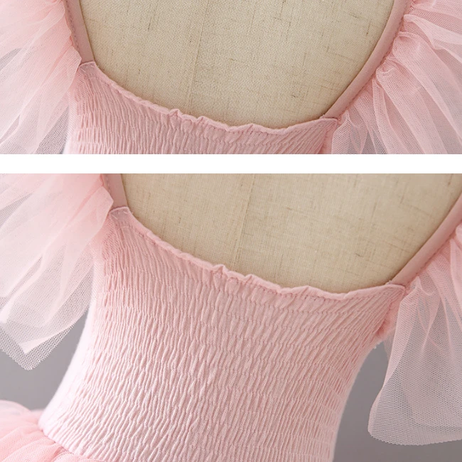 PHB 50521 fluffy design pink color custom labels design kids girls cute baby dress 2021