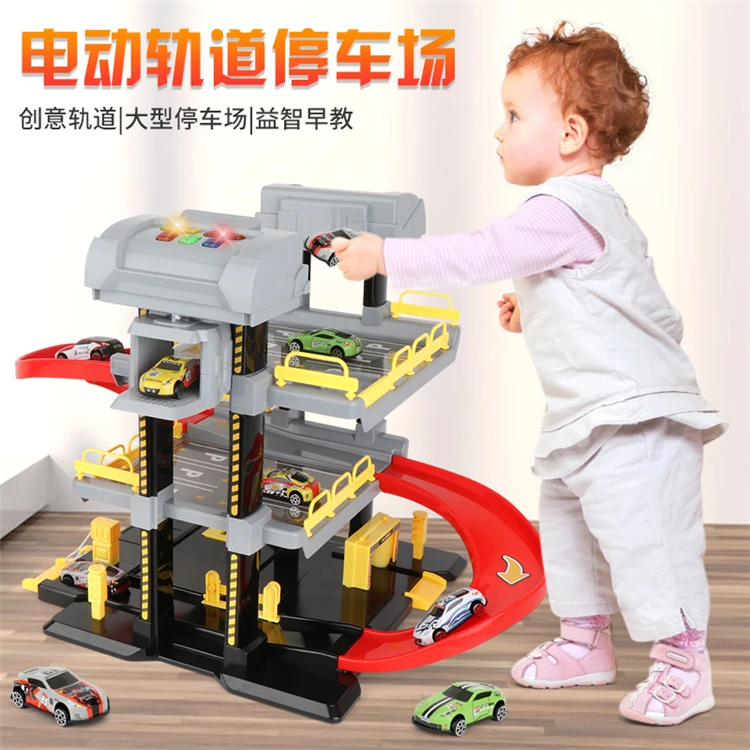 Plastic Assemble  3 Floor Parking Lot Rail Racing Track Car Orbit Toy Electric Lifting 3 Layers Parking Lot Track Toys