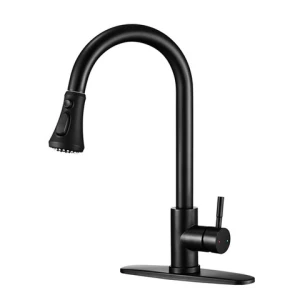 Popular matte black 304 stainless steel mixer faucet high arc pull down kitchen faucet