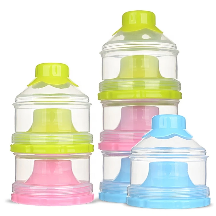 Portable 3 layers Baby Feeding Food Snack Box Container Milk Powder Storage Dispenser