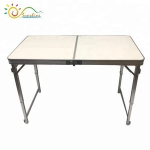 Portable Folding Table Sturdy And Lightweight Steel Frame Legs, 4 Adjustable Heights feet