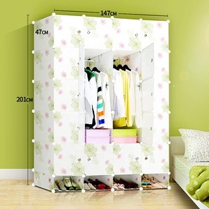 Portable plastic children&#39;s pp material cube wardrobe