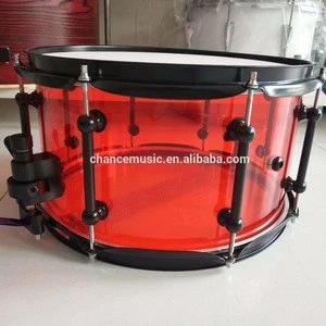 professional crystal color Acrylic shell snare drum/transparent shell drums colorful