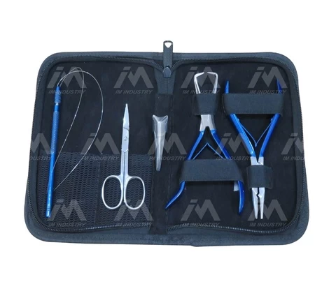 Professional Linkies Micro ring Opener Hair Extension Pliers Mini Scissor Hair Pulling Tool With Blue Sliver Color Kit
