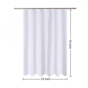 Quality White Antimicrobic Fabric Shower Curtain for Bathroom Machine Washable with 12 Hooks Bath Curtain