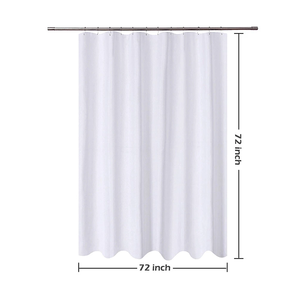 Quality White Antimicrobic Fabric Shower Curtain for Bathroom Machine Washable with 12 Hooks Bath Curtain