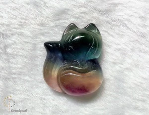 Rainbow Fluorite - 30x38mm Fox Loose pieces - Loose Gemstone