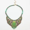 Random Color Indian Hollow Broken Glass Stone Acrylic Beads Rhinestone Pendant Dance Necklace