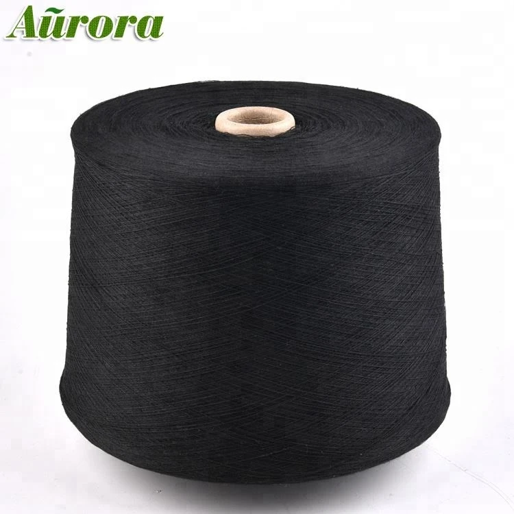Recycled NE20/1 (NM34/1) Black CVC 20S oe cotton knitting sock cotton polyester blended yarn price