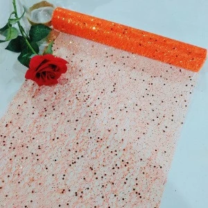 red beautiful metallic sequin mesh fabric for decoration and flower package