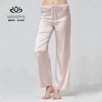 Retail Wholesale Ladies Basic Elegant 100% Silk Satin Adjustable Pajama Pants Sleepwears