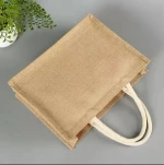 Reusable Jute Shopping Bag Printed Logo Wedding Gifts  Recycled Burlap Jute Tote Bag