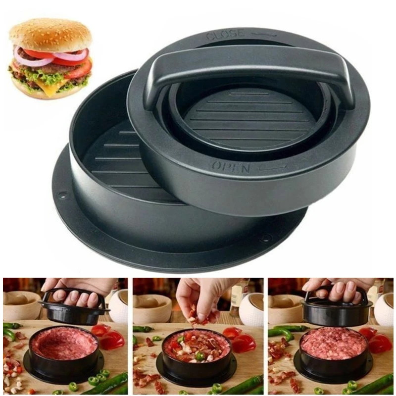 Round Hamburger Press Plastic Hamburger Maker For Meat Beef Grill Burger Patty Press Mold Kitchen Tool