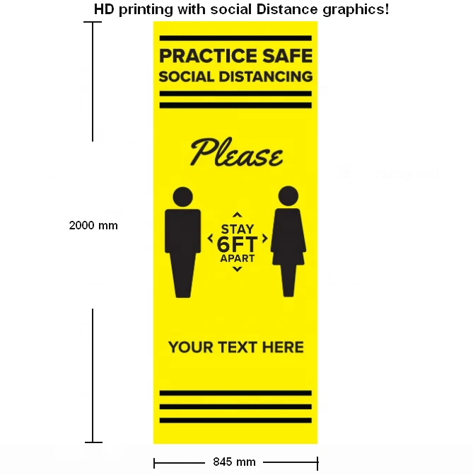 Safe Protection Sneeze Cough Barrier Stand Social Distance Graphics Retractable Roll Up Banner Stand For Crowd Control