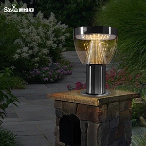 Savia Stainless Steel LED Solar Bollard Light Waterproof IP44 Solar Post Light With Motion Sensor Outdoor Garden Bollard light