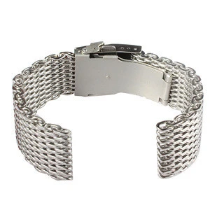 Shark mesh stainless steel watch strap, stainless steel band watch part factory