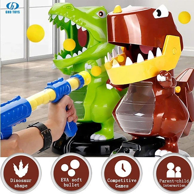 Shooting Target Games Dinosaur Toys with 2 Air Pump Guns 24 Foam Balls Bullets for kids