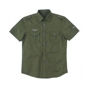 Short Sleeve Pilot Military Uniform Green Shirt