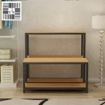showroom free standing store display shelf High and low ark curtain towel cloth display fabric rack